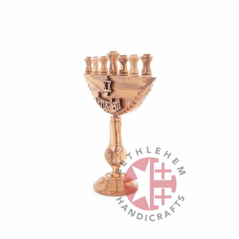 Religious gift from Bethlehem hand made in the Holy Land, angle showing the olive wood color tones