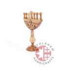 Hanukkah (Olive Wood Hand Carved Nine-Branched Candelabrum) - Specialty - Bethlehem Handicrafts