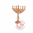 Hanukkah (Olive Wood Hand Carved Nine-Branched Candelabrum) - Specialty - Bethlehem Handicrafts