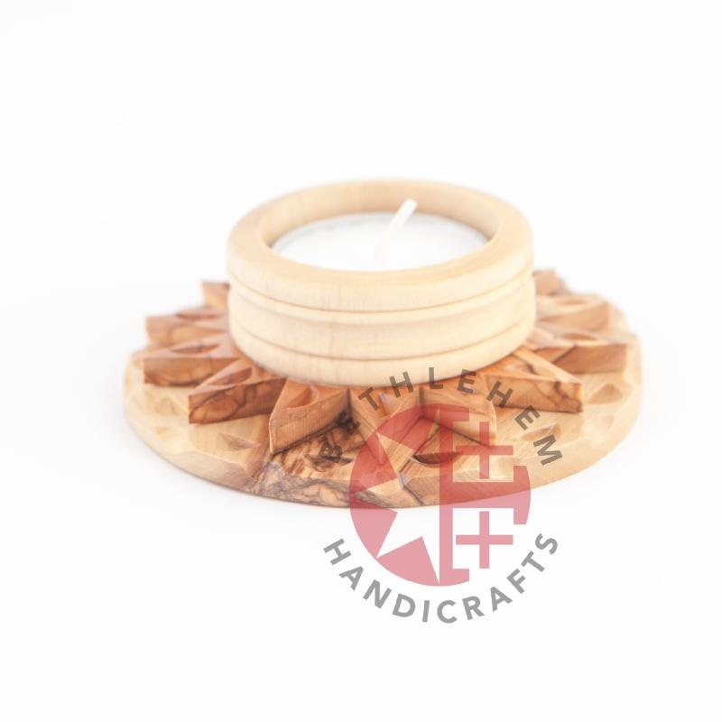 Religious gift from Bethlehem hand made in the Holy Land, side angle of the olive wood sculpture