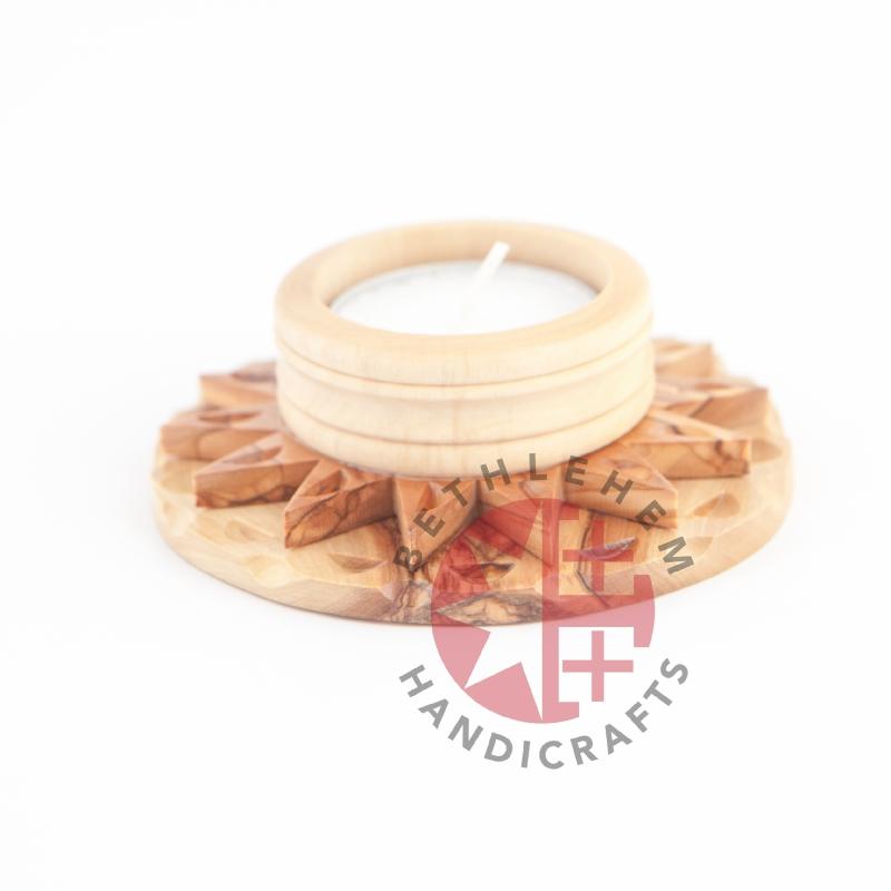 Wooden Candle Holder With A Star - Home & Office - Bethlehem Handicrafts