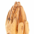 religious olive wood statue hand carved in Bethlehem, 8.5 inch three quarter view of the religious piece