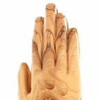 religious olive wood statue hand carved in Bethlehem, 8.5 inch back view of the olive wood sculpture