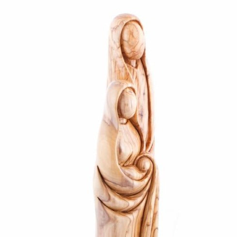 Olive wood nativity scene hand carved in Bethlehem, 23.3 inch scale reference view