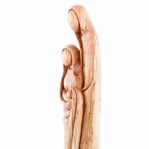 Abstract Hand Made Olive Wood Holy Family Statue