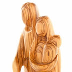 Holy Family olive wood statue hand carved in Bethlehem, 7.7 inch back view of the olive wood sculpture