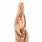 Holy Family olive wood statue hand carved in Bethlehem, 17.1 inch three quarter view of the religious piece