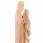 Holy Family olive wood statue hand carved in Bethlehem, 17.1 inch back view of the olive wood sculpture