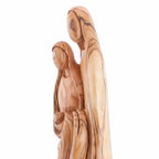 Holy Family olive wood statue hand carved in Bethlehem, 17.1 inch close detail of the hand carved work