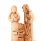 Jesus Christ statue hand carved from Bethlehem olive wood, 12.6 inch back view of the olive wood sculpture