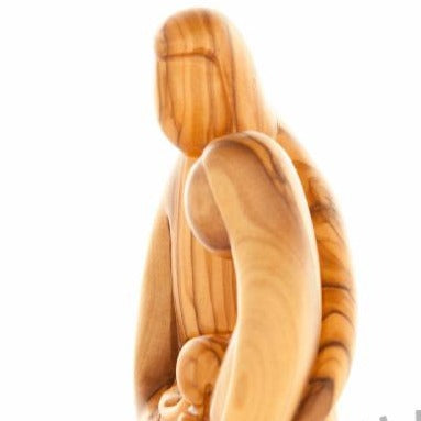 Jesus Christ statue hand carved from Bethlehem olive wood, 6.7 inch three quarter view of the religious piece