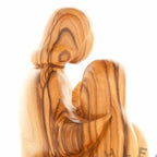 Holy Family olive wood statue hand carved in Bethlehem, 6.1 inch close detail of the hand carved work