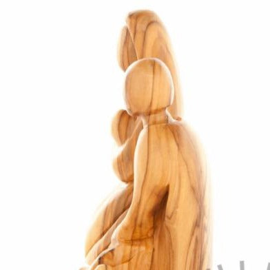 religious olive wood statue hand carved in Bethlehem, 6.3 inch back view of the olive wood sculpture