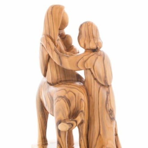 Abstract Olive Wood Flight into Egypt Statue - Statuettes - Bethlehem Handicrafts