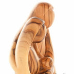 Holy Family olive wood statue hand carved in Bethlehem, 5.7 inch three quarter view of the religious piece