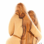 Holy Family olive wood statue hand carved in Bethlehem, 5.7 inch back view of the olive wood sculpture