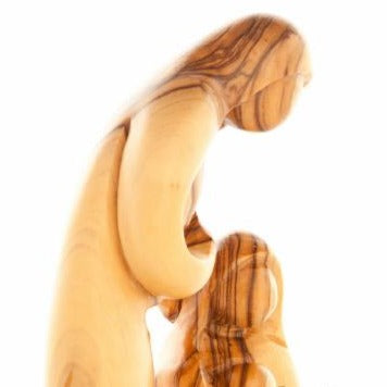 Holy Family olive wood statue hand carved in Bethlehem, 7.1 inch side angle of the olive wood sculpture