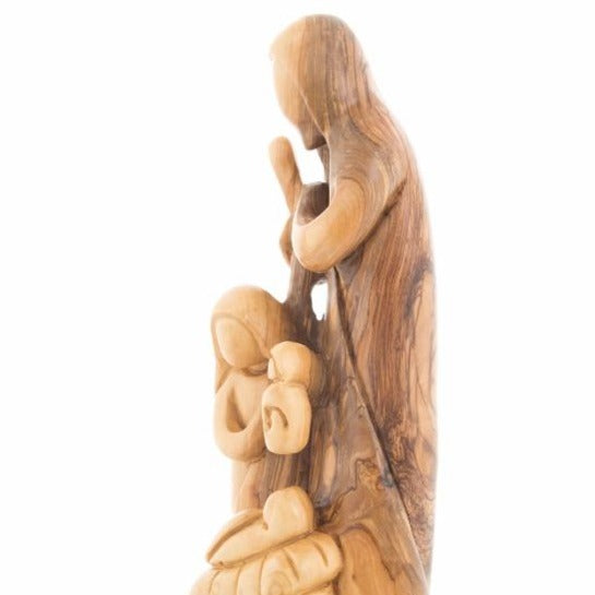 Abstract Olive Wood Holy Family Nativity - Statuettes - Bethlehem Handicrafts