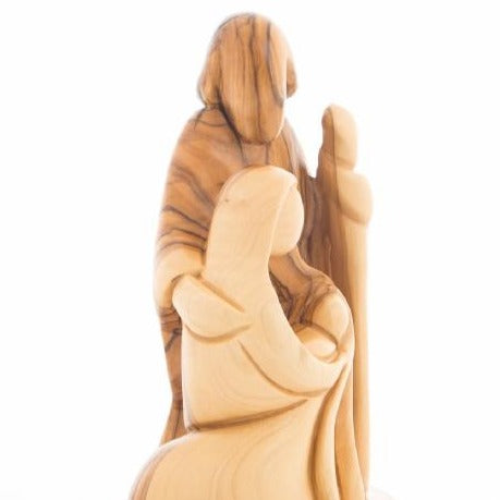 Jesus, Mary and Joseph Olive Wood Statue (Abstract) - Statuettes - Bethlehem Handicrafts