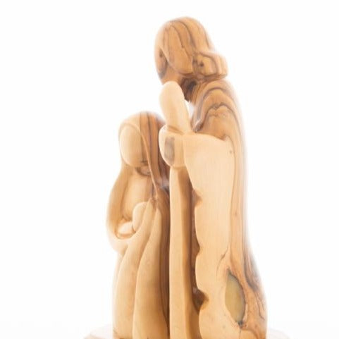 Jesus, Mary and Joseph Olive Wood Statue (Abstract) - Statuettes - Bethlehem Handicrafts