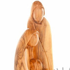 Holy Family olive wood statue hand carved in Bethlehem, 11.8 inch three quarter view of the religious piece