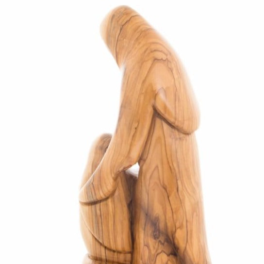 Olive Wood Abstract Adoring Holy Family Statue - Statuettes - Bethlehem Handicrafts