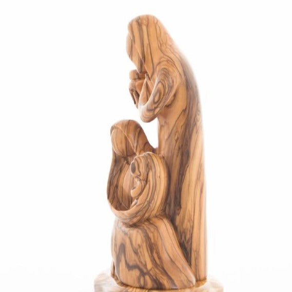 Abstract Olive Wood Jesus, Mary and Joseph Sculpture with a Lantern - Statuettes - Bethlehem Handicrafts