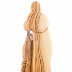 Holy Family olive wood statue hand carved in Bethlehem, 9.6 inch three quarter view of the religious piece