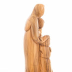 Virgin Mary olive wood statue from Bethlehem hand carved, 9.8 inch close detail of the hand carved work