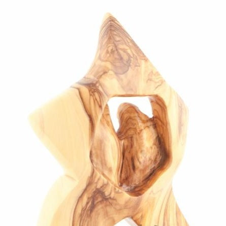 Star Shaped Olive Wood Holy Family Statue (Abstract) - Statuettes - Bethlehem Handicrafts