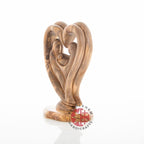 Holy Family olive wood statue hand carved in Bethlehem, 8.7 inch three quarter view of the religious piece