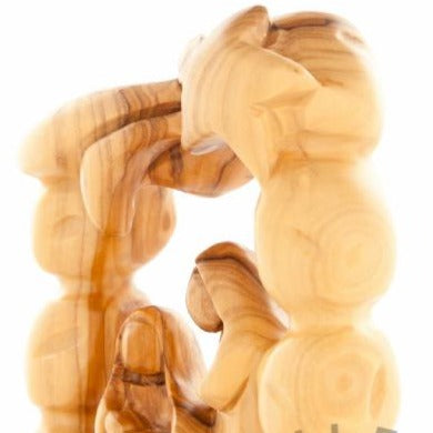 Olive Wood Holy Family Statue with the Nativity Star (Abstract) - Statuettes - Bethlehem Handicrafts