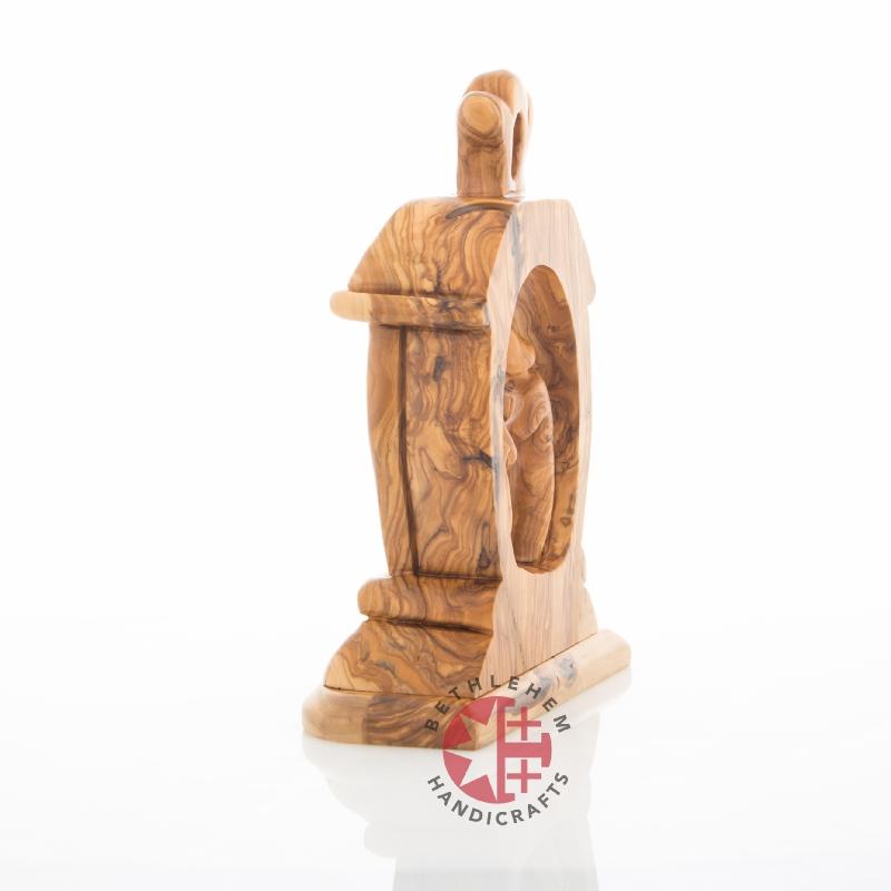 Olive Wood Holy Family Lantern Sculpture (Abstract) - Statuettes - Bethlehem Handicrafts