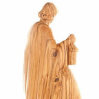 Holy Family olive wood statue hand carved in Bethlehem, 13 inch back view of the olive wood sculpture