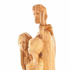 Olive wood nativity scene hand carved in Bethlehem, 11.8 inch detail of the carved figure