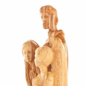 Olive wood nativity scene hand carved in Bethlehem, 11.8 inch detail of the carved figure
