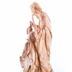 Modern Olive Wood Holy Family Holding a Lamp Statue - Statuettes - Bethlehem Handicrafts