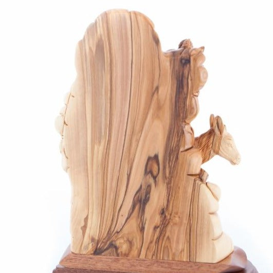 religious olive wood statue hand carved in Bethlehem, 9.4 inch detail of the carved figure