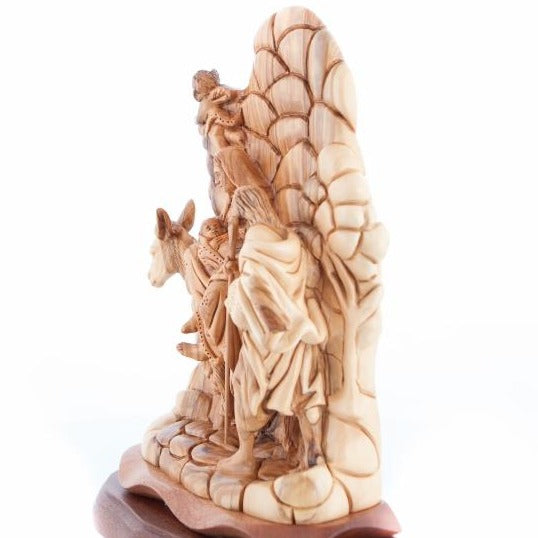 religious olive wood statue hand carved in Bethlehem, 9.4 inch close detail of the hand carved work