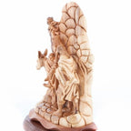 religious olive wood statue hand carved in Bethlehem, 9.4 inch close detail of the hand carved work