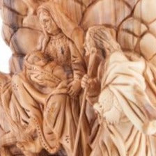 religious olive wood statue hand carved in Bethlehem, 9.4 inch scale reference view