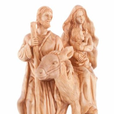 Flight into Egypt's Hand Carved Wood Statue - Statuettes - Bethlehem Handicrafts