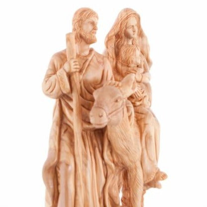 Flight into Egypt's Hand Carved Wood Statue - Statuettes - Bethlehem Handicrafts