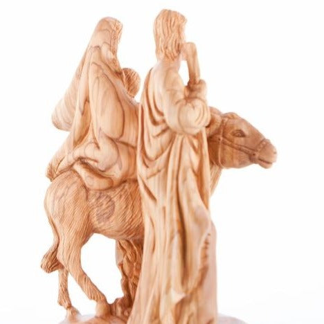 Flight into Egypt's Hand Carved Wood Statue - Statuettes - Bethlehem Handicrafts