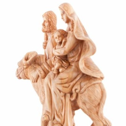 Flight into Egypt's Hand Carved Wood Statue - Statuettes - Bethlehem Handicrafts