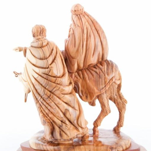 Flight into Egypt's Hand Carved Wooden Statue - Statuettes - Bethlehem Handicrafts