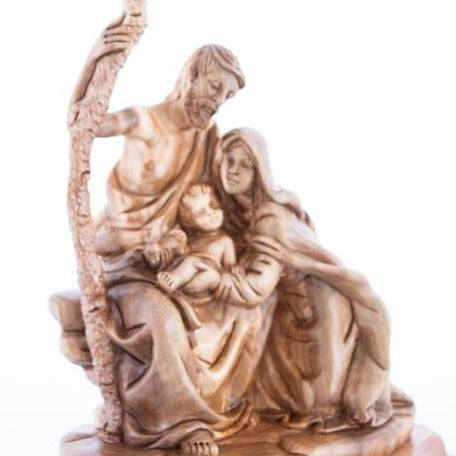 Unique Hand Carved Olive Wood Holy Family Statue - Statuettes - Bethlehem Handicrafts