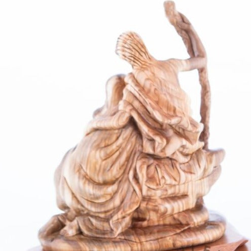 Unique Hand Carved Olive Wood Holy Family Statue - Statuettes - Bethlehem Handicrafts