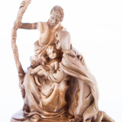 Unique Hand Carved Olive Wood Holy Family Statue - Statuettes - Bethlehem Handicrafts