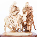 religious olive wood statue hand carved in Bethlehem, 6.7 inch three quarter view of the religious piece